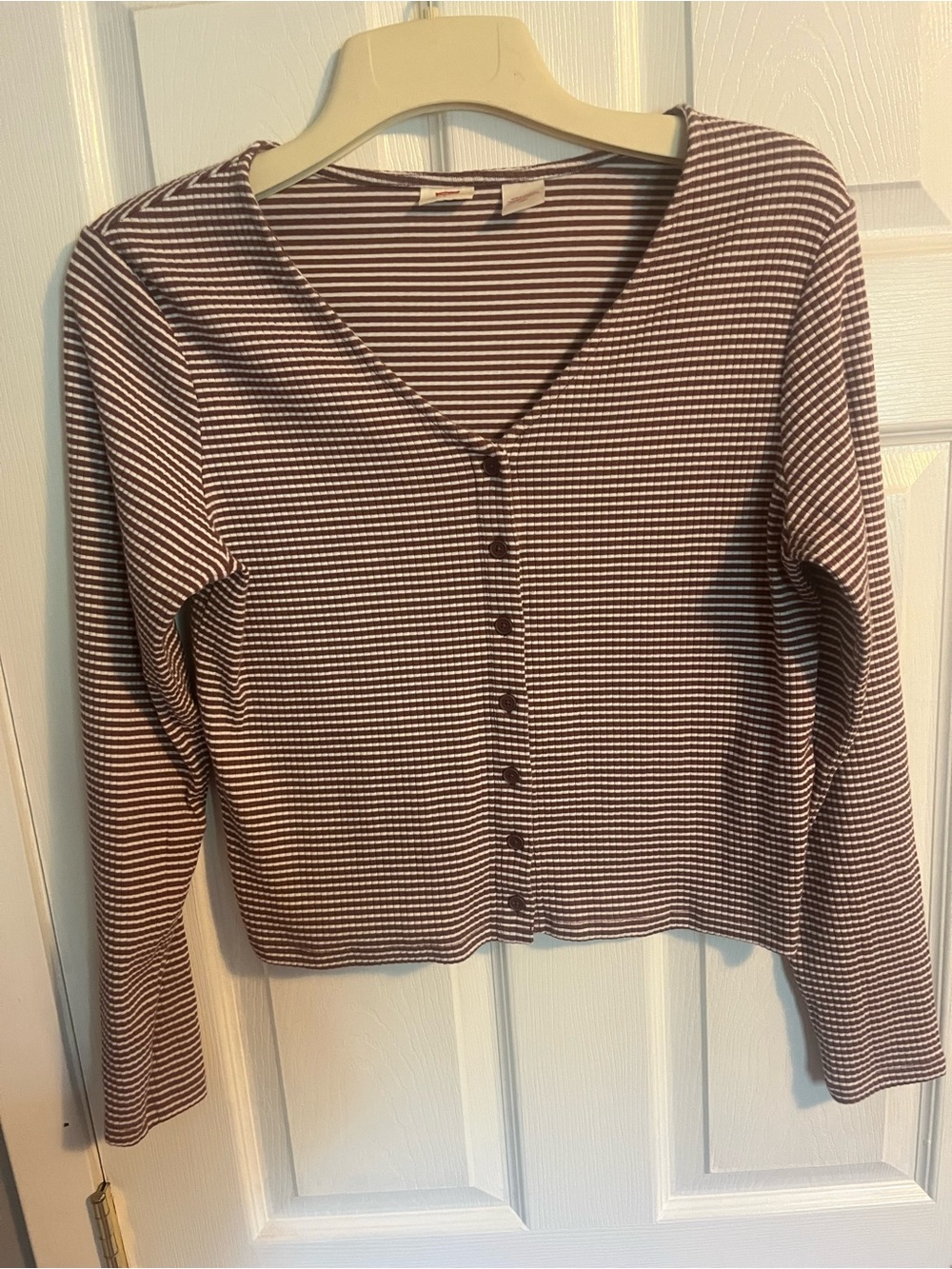 Levi's Mauve & White Striped Button-Front Top